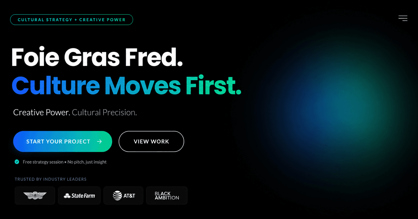 Atmospheric blue and green campaign artwork for Foie Gras Freddy